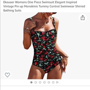 Ekouaer Womens One Piece Swimsuit Elegant Inspired Vintage Pin up Tummy Control